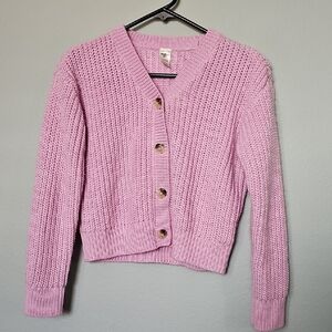 OshKosh B'gosh Pink Slouch Chunky Knit Button Front Cardigan Sweater Size 12